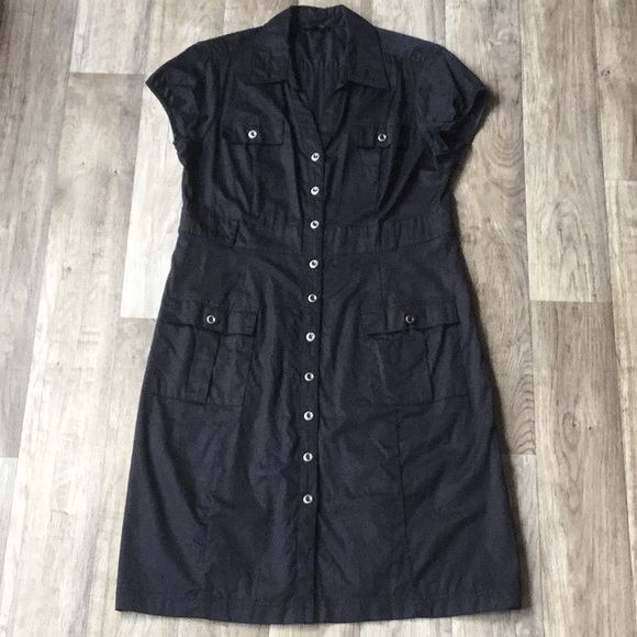 Reitmans - 100% Cotton Button Front Dress - Black - Picture 2 of 4